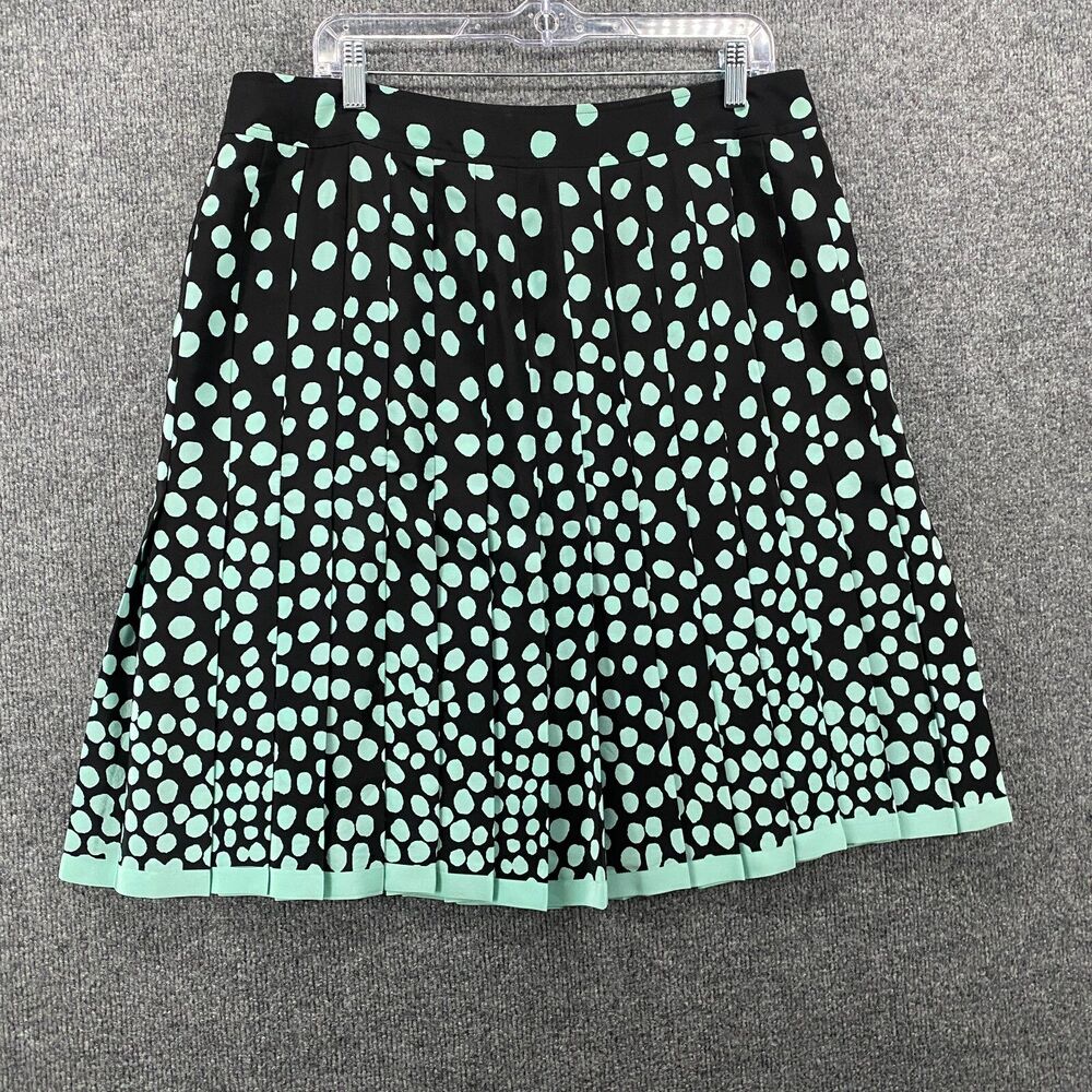 Carlisle Skirt Womens 14 Black Polka Dots Silk Pleated Flare Flowy Preppy Ladies